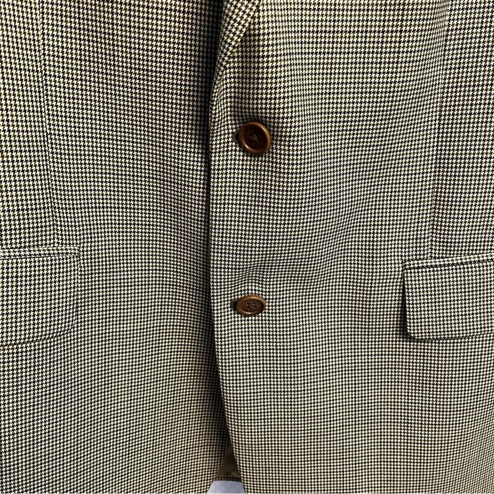 Loro Piana Brooks Brothers 100% Wool Men's‎ Blazer in Black & beige Houndstooth